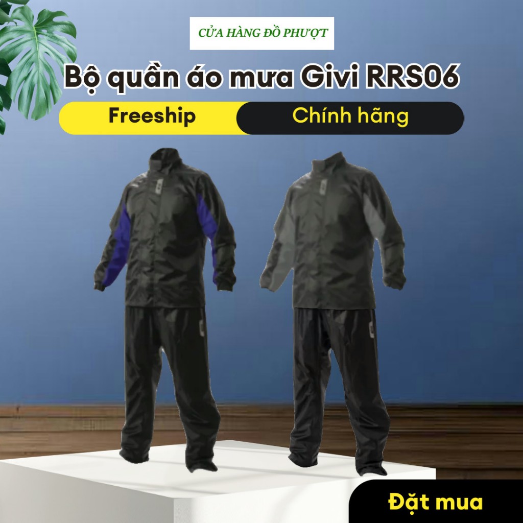 ÁO MƯA BỘ GIVI RRS06.AX CAO CẤP ( S-4XL) - CÓ KÈM MŨ (NÓN) CHÍNH HÃNG