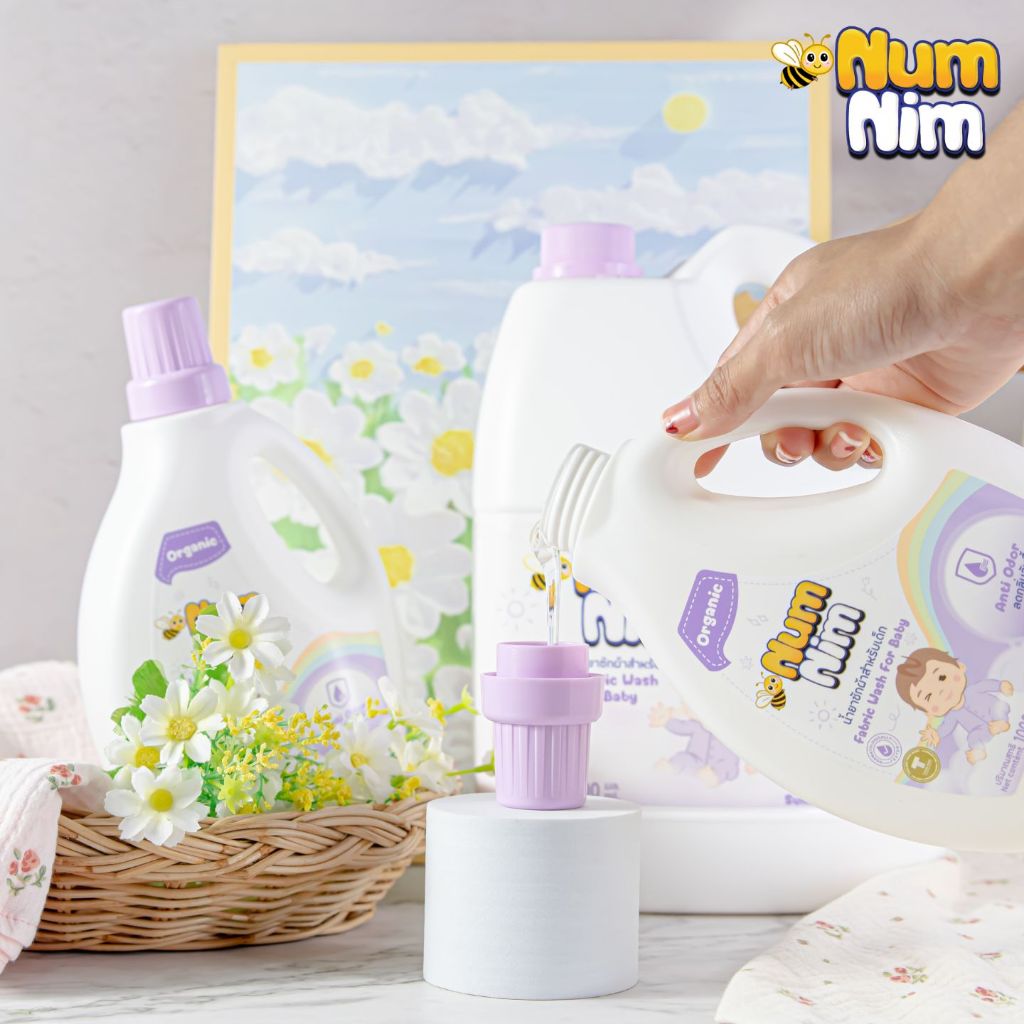 [TRỢ GIÁ] [Tím] Nước giặt cho bé NumNim Thái Lan thành phần hữu cơ, dịu nhẹ - Khử mùi (Anti Odor) - 1L - Hàng Chính Hãng