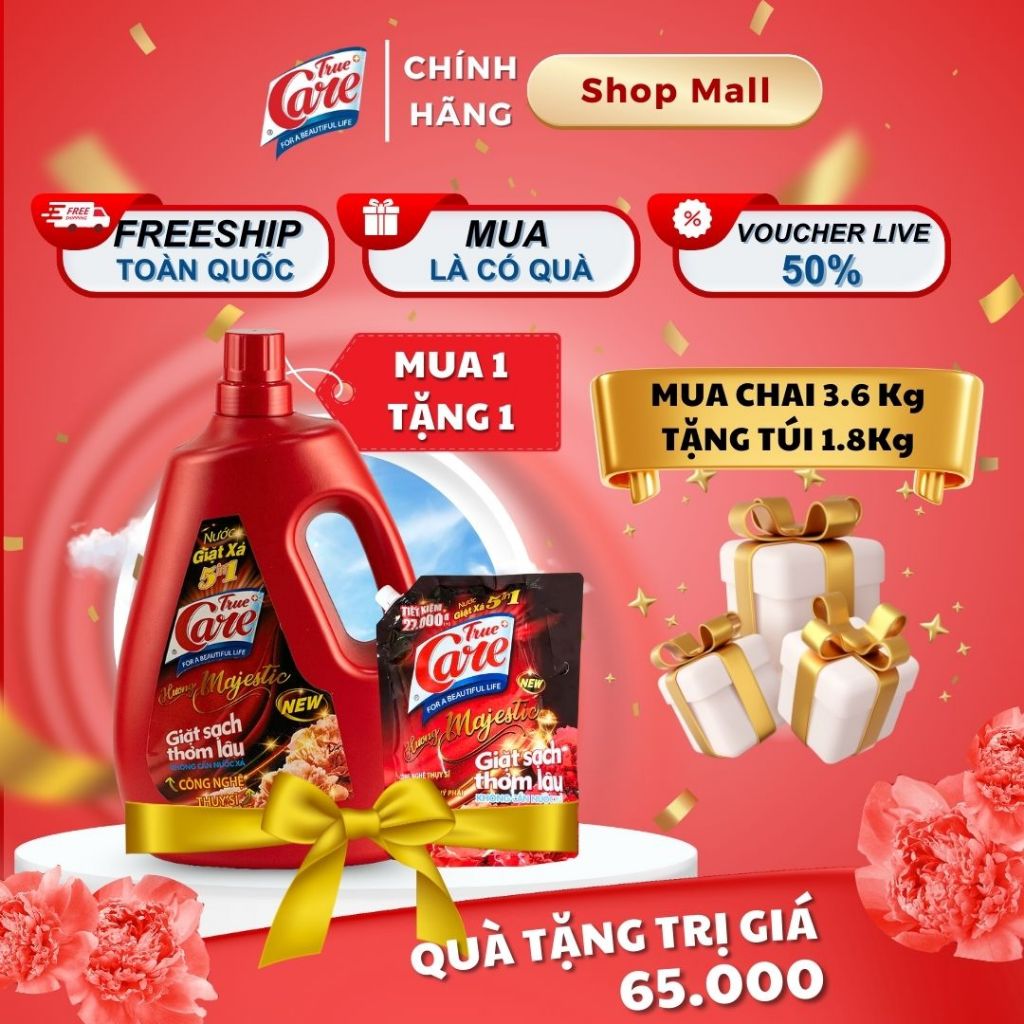 [MUA 1 TẶNG 1] Mua 1 Chai Nước Giặt Xả True Care 5in1 3.6Kg Tặng 1 Túi Nước Giặt Xả True Care 1.8Kg