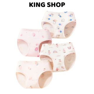 Combo 4 Quần Lót Bé Gái Cotton Mềm Thoáng Mát, Quần Chip Hình Dễ Thương Năng Động King Shop L-7000