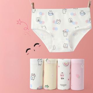 Combo 4 Quần Lót Bé Gái Cotton Mềm Thoáng Mát, Quần Chip Hình Dễ Thương Năng Động King Shop L-7000