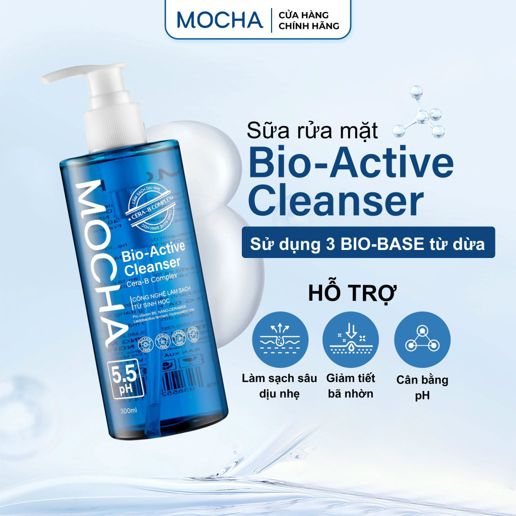 Combo Kem Dưỡng Sáng Mocha Biovector 6 Active và Sữa Rửa Mặt Mocha Bio Active Cleanser mocha