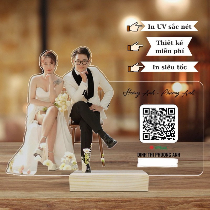 Bảng quét mã QR để bàn theo yêu cầu dùng trong các ngày lễ cưới như là hộp mừng cưới- Quà Tặng Sango