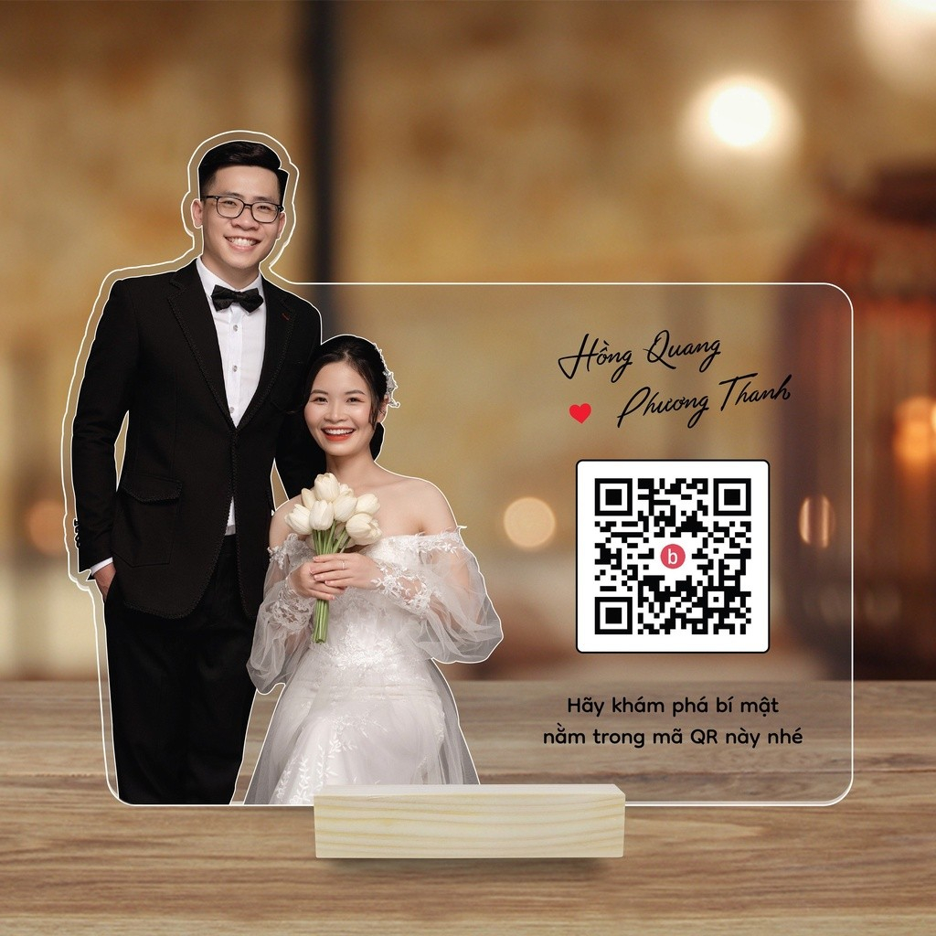 Bảng quét mã QR để bàn theo yêu cầu dùng trong các ngày lễ cưới như là hộp mừng cưới- Quà Tặng Sango