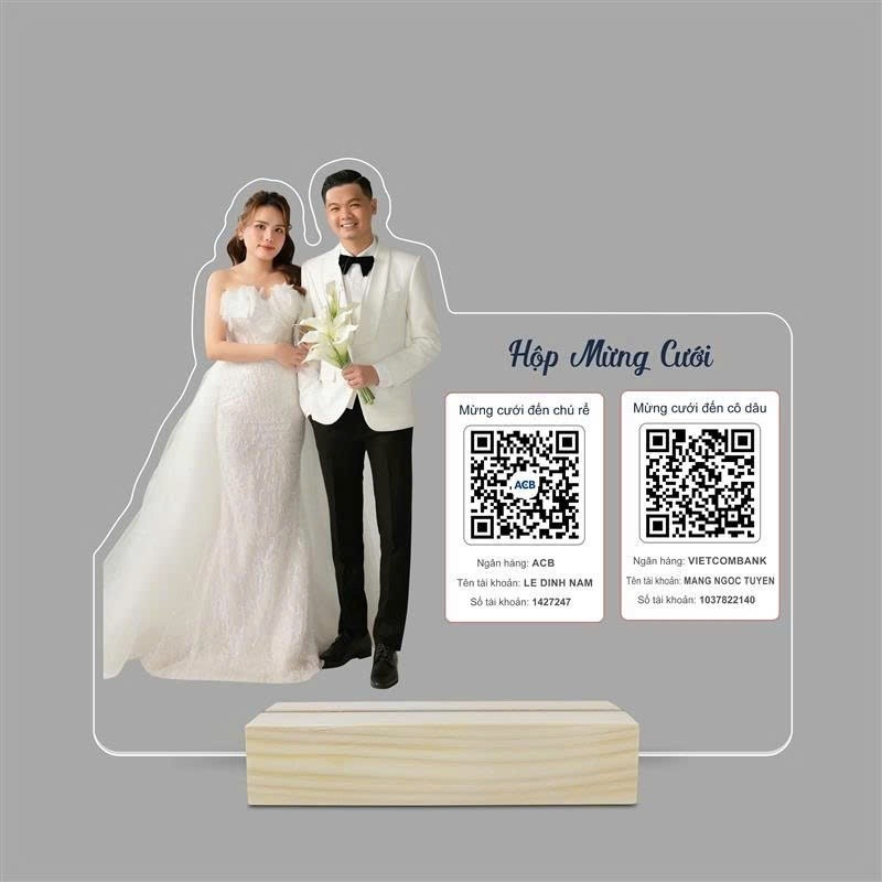 Bảng quét mã QR để bàn theo yêu cầu dùng trong các ngày lễ cưới như là hộp mừng cưới- Quà Tặng Sango