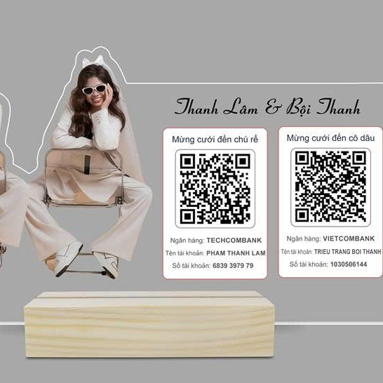 Bảng quét mã QR để bàn theo yêu cầu dùng trong các ngày lễ cưới như là hộp mừng cưới- Quà Tặng Sango