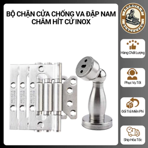 Bộ chặn cửa chống va đập nam châm hít cửa dán sàn INOX 304 kèm keo dán sàn [Thomoc5.0]