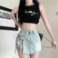 Quần sooc jean giả váy chất đẹp dày dặn phối buộc nơ, Quần short bò lưng cao dây nơ đơn giản (HC30)