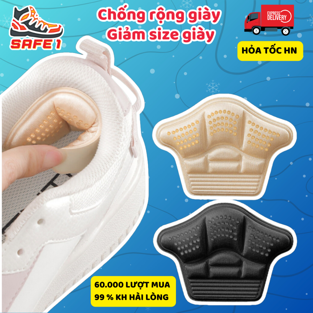 Miếng lót giày chống rộng, đệm gót giảm size giày. Miếng lót gót giày giảm size êm chân