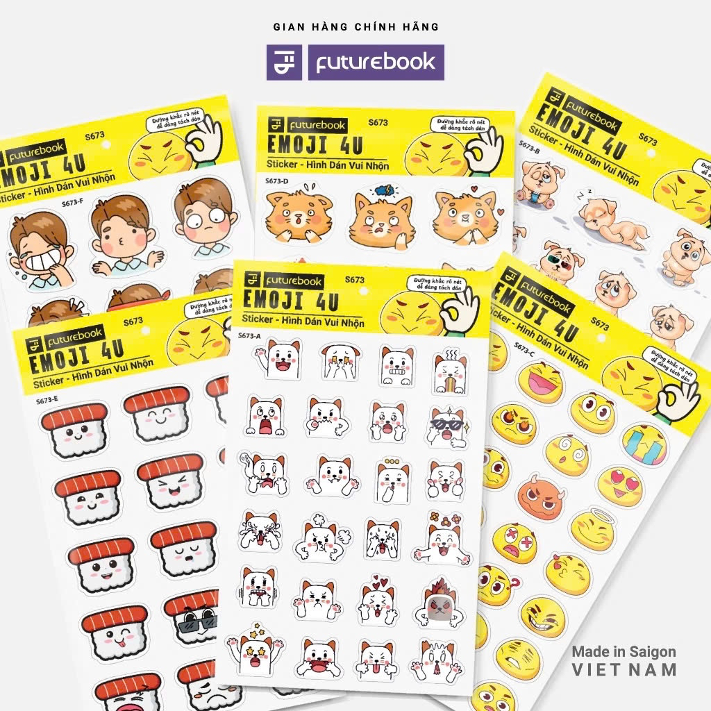 Nhãn Dán Sticker Trang Trí Sắc Thái Biểu Cảm Vui Nhộn Futurebook EMOJI ...