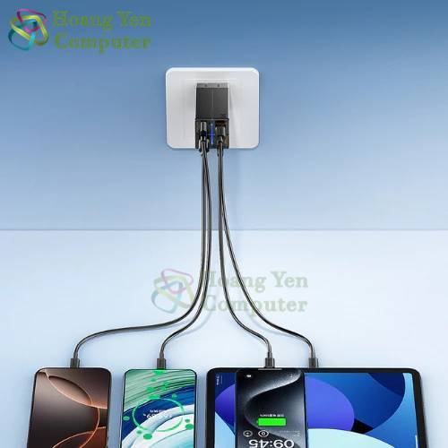 Cốc Sạc 4 Cổng Remax RP-U126 67W (2 Cổng USB, 2 Cổng Type C, Chân Cắm Gập Lại) - BH 1 năm - Hoangyencomputer