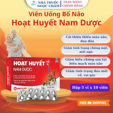 Hoạt Huyết Dưỡng Não-Hoạt Huyết Nam Dược giảm tình trạng thiếu máu đau đầu chóng mặt mất ngủ Hộp 50v