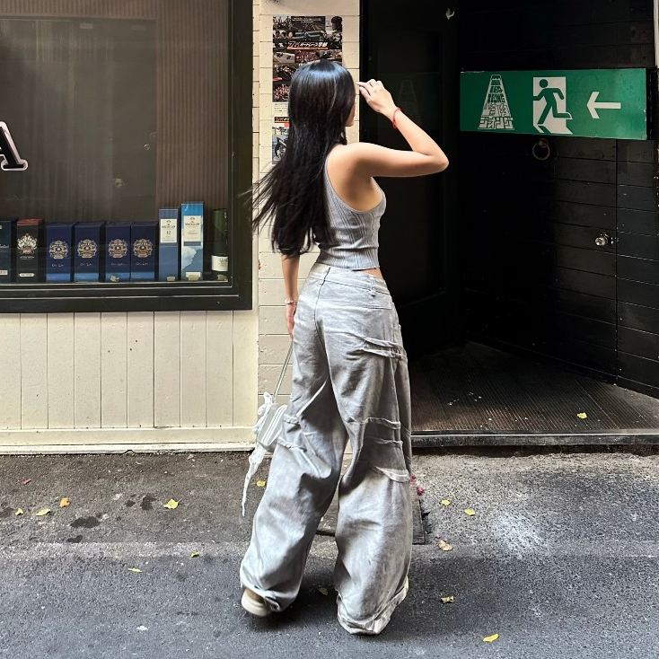 Bad Choices | Quần Jean Shark Fin Wide-Leg ống rộng Wash màu Streetwear Style