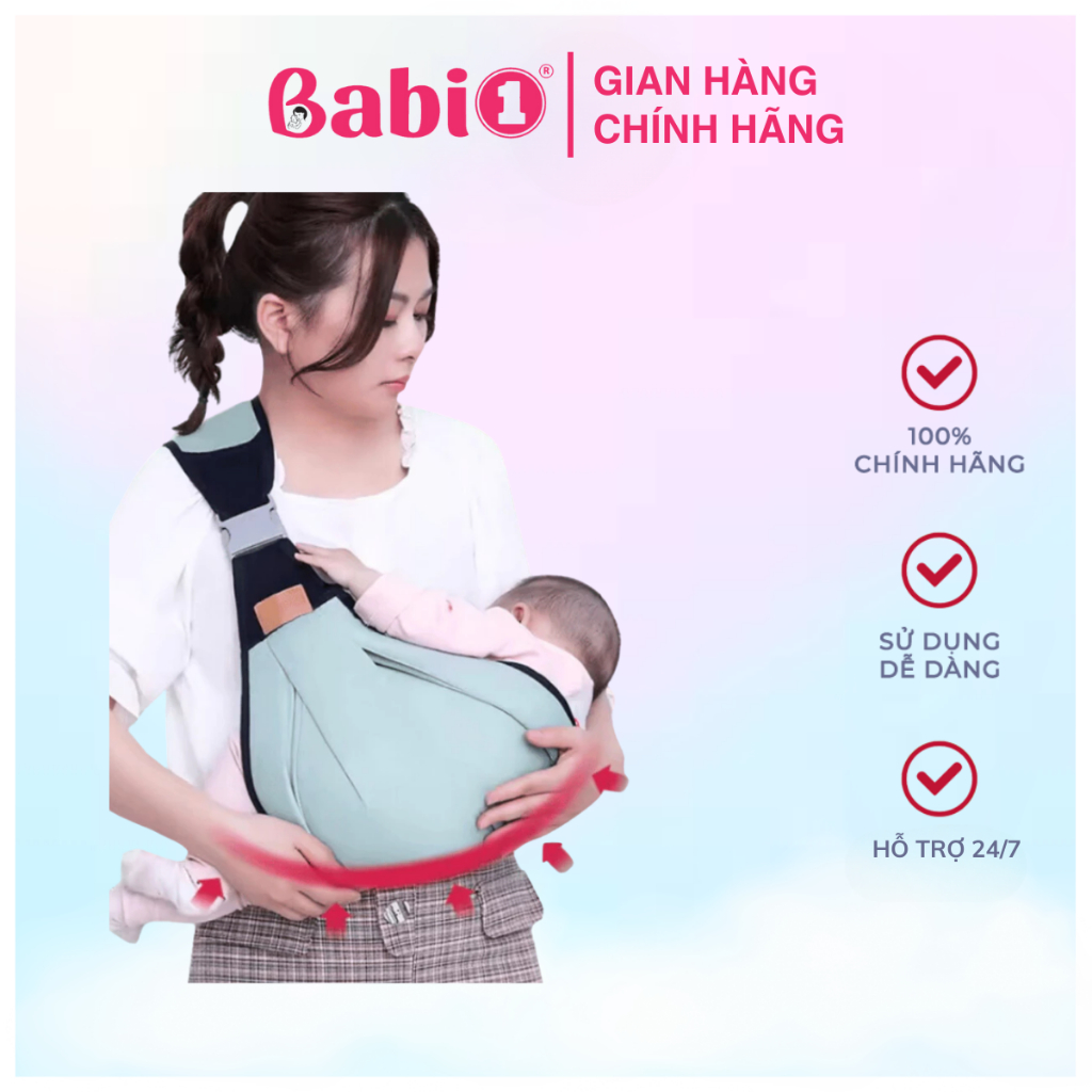Địu Em Bé BABIONE  Đai Địu Lưới Trợ Lực, Tùy Chỉnh Cỡ Địu Em Bé Sơ Sinh Đến 3 Tuổi