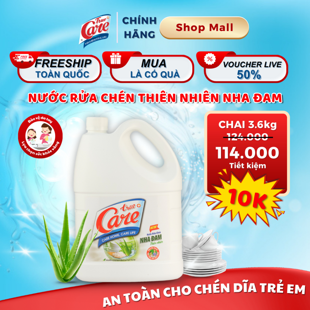 Nước Rửa Chén True Care Nha Đam 3.6kg