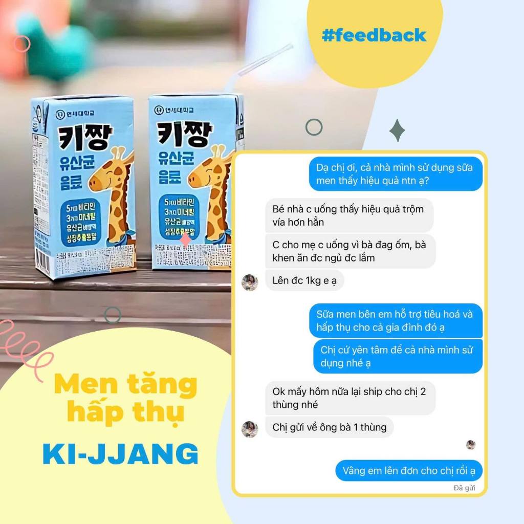 Sữa men hấp thụ Ki -JJang 1 thùng 24 hộp