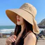 Mũ chống nắng nam nữ vành rộng che gáy có dây rút chất vải cotton mát thời trang