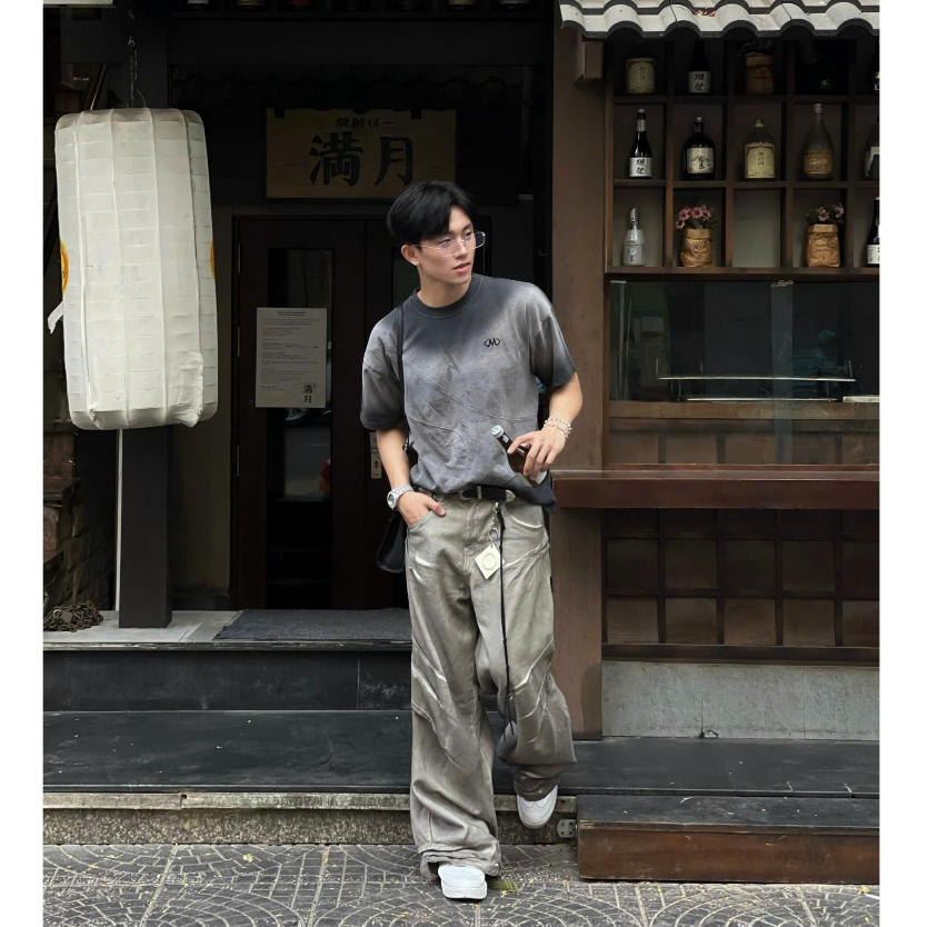 Bad Choices | Quần Jean Shark Fin Wide-Leg ống rộng Wash màu Streetwear Style