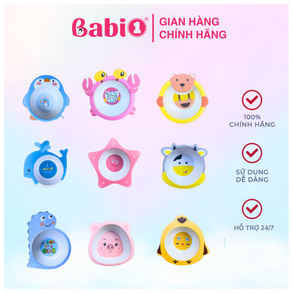 Bát Ăn Dặm Sợi Tre Babi1, Chén Ăn Dặm Sợi Tre Kháng Khuẩn, An Toàn Cho Bé, Bát Hình Thú