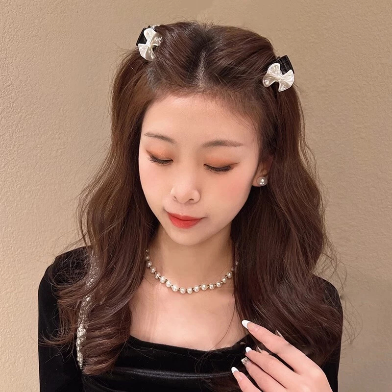 Set 2 Kẹp Tóc Càng Cua Mini Đính Hạt Ngọc/ Đính Nơ Sang Trọng Dễ Thương Retro Pháp Phụ Kiện Tóc Empoli