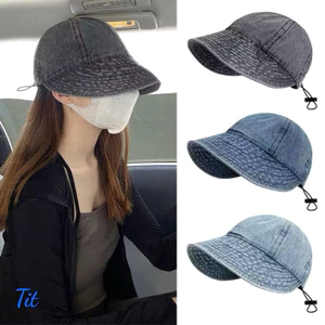 Mũ Chống Nắng Hàn Quốc Vải Jean Có Dây Rút Thoáng Khí Jussy Official Kiểu Nón Rộng Vành Nữ Che Nắng Uzzlang Chống Tia UV