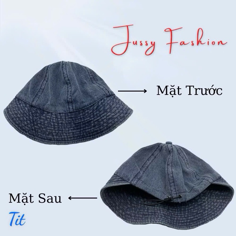 Mũ Chống Nắng Hàn Quốc Vải Jean Có Dây Rút Thoáng Khí Jussy Official Kiểu Nón Rộng Vành Nữ Che Nắng Uzzlang Chống Tia UV