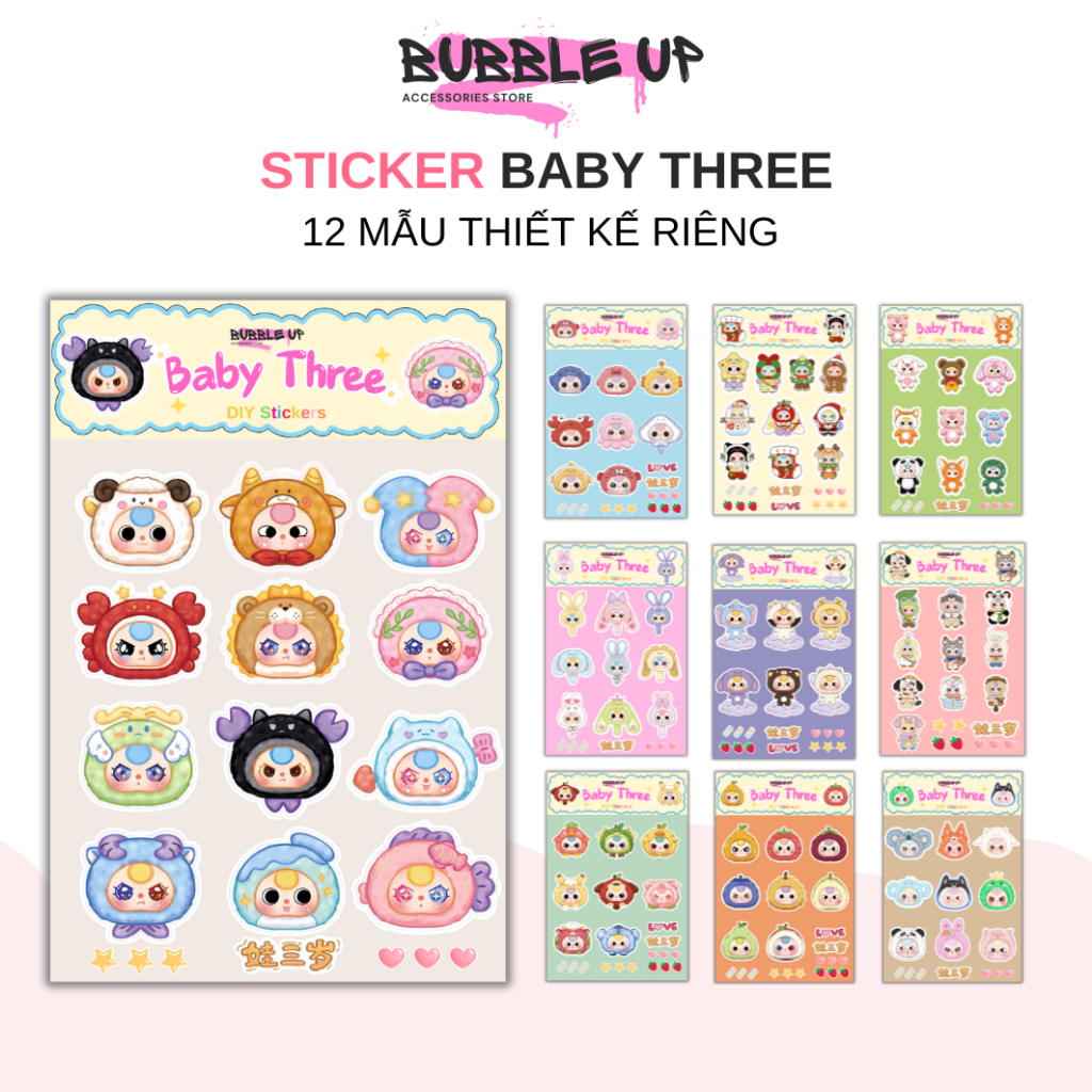 Sticker Baby Three - Hình dán Baby Three dễ thương trang trí sổ tay ...