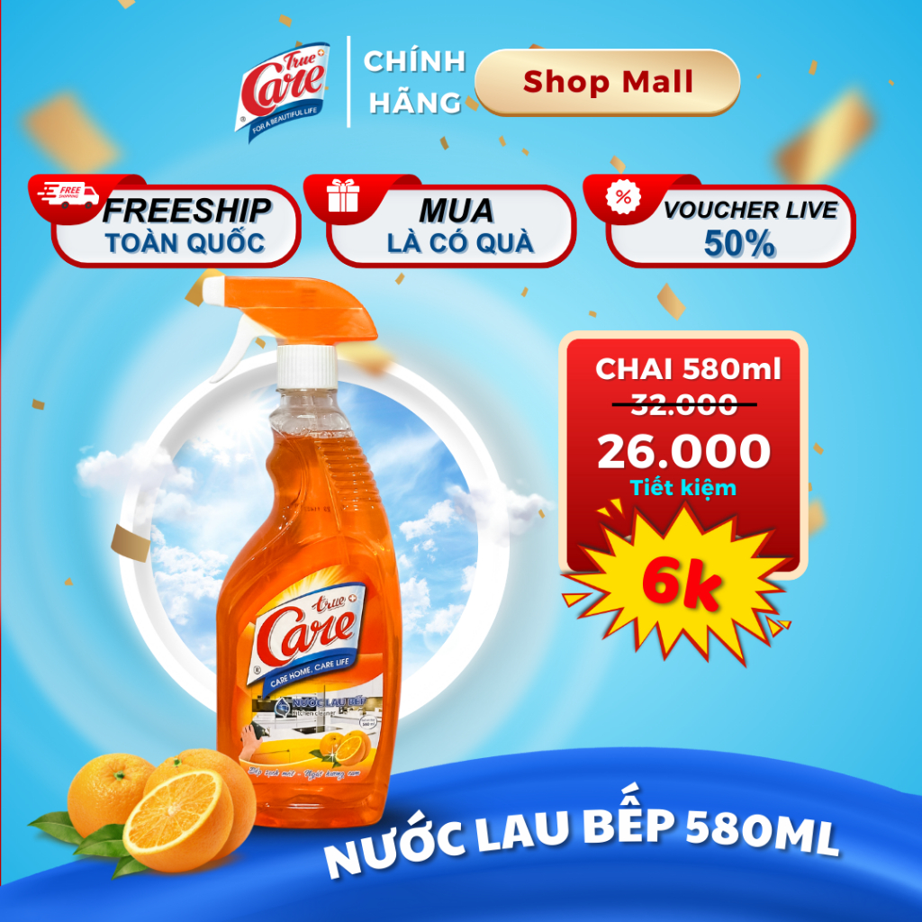 Nước Lau Bếp True Care 580ml