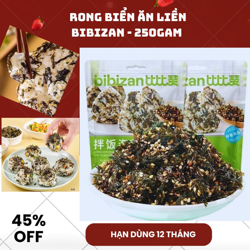 Rong Biển Ăn Liền BIBIZAN, Rong Biển Trộn Cơm, Rắc Cơm Giòn Ngon Siêu Dinh Dưỡng Túi 250 Gram