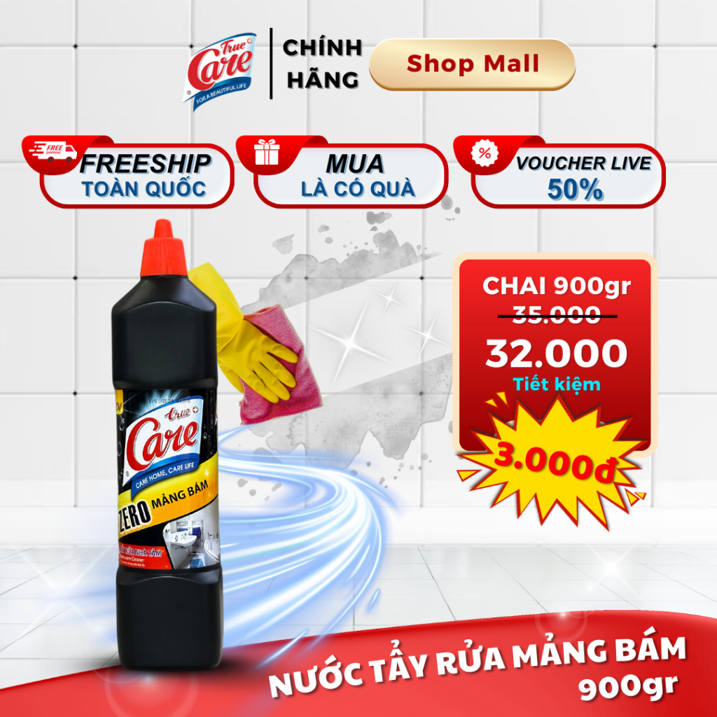 Nước Tẩy Rửa Mảng Bám Nhà Tắm True Care 900gr