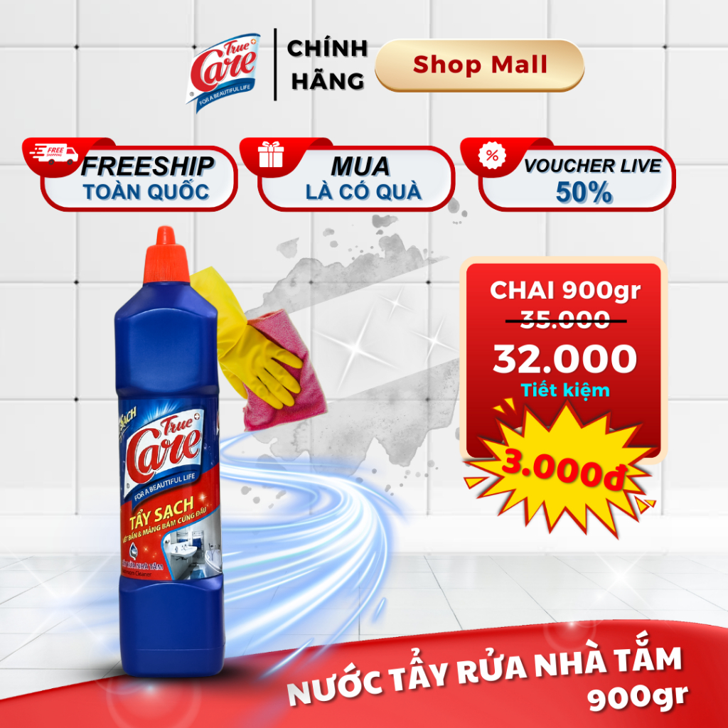 Nước Tẩy Rửa Nhà Tắm Siêu Sạch True Care 900gr