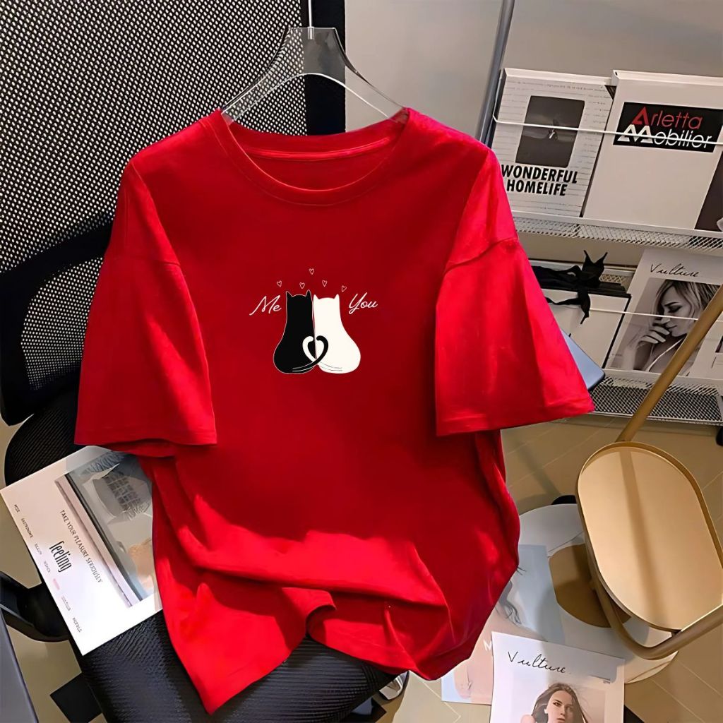 Ảnh Áo thun nữ 𝐋𝐎𝐙𝐀 nhiều màu in hình mèo chất liệu cotton co giãn 4 chiều - Mã RT8111 2