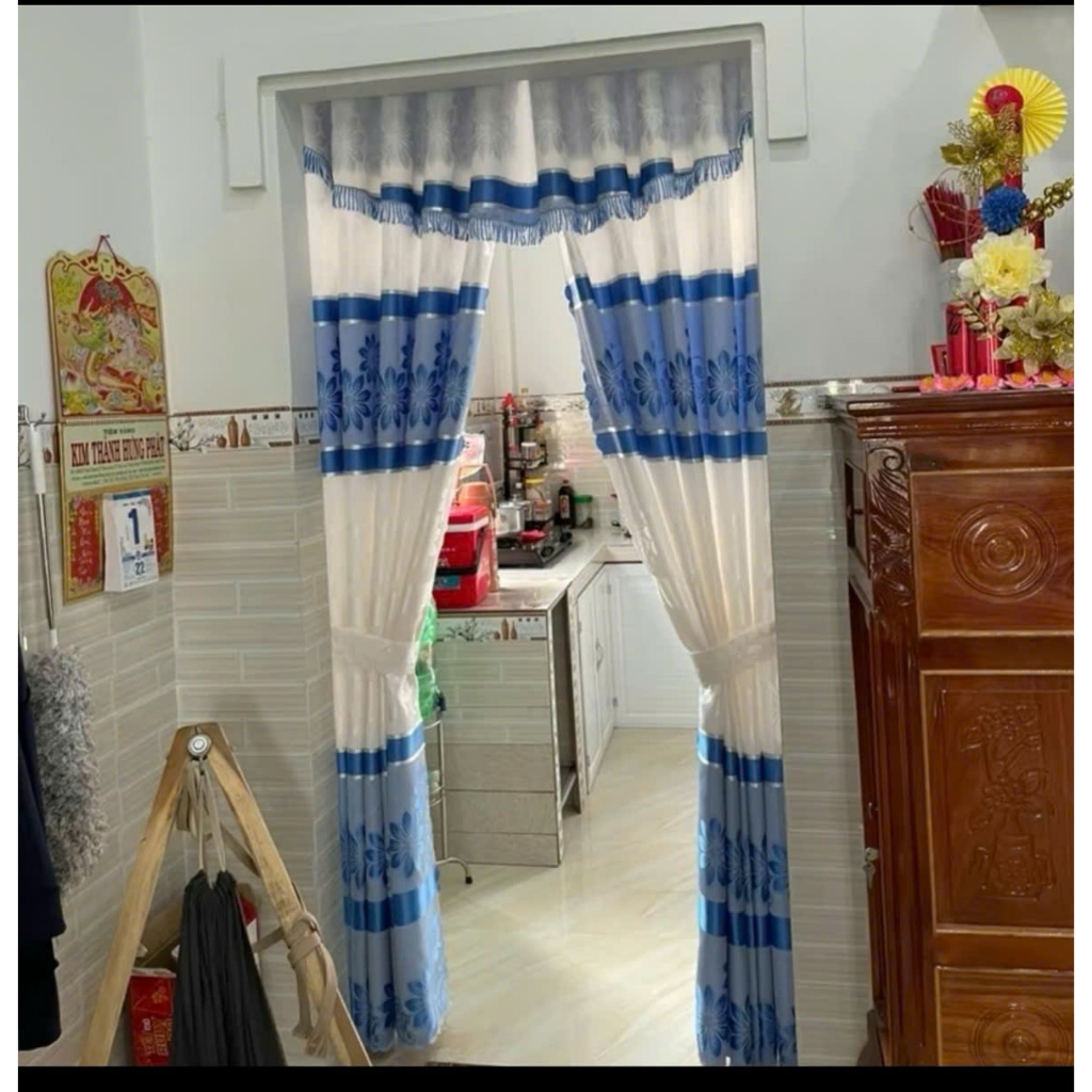 TRỌN BỘ RÈM CỬA BUỒNG GẤM THỔ CẨM( ĐÃ CÓ THANH TREO ) RÈM CỬA VIỆT HÀN