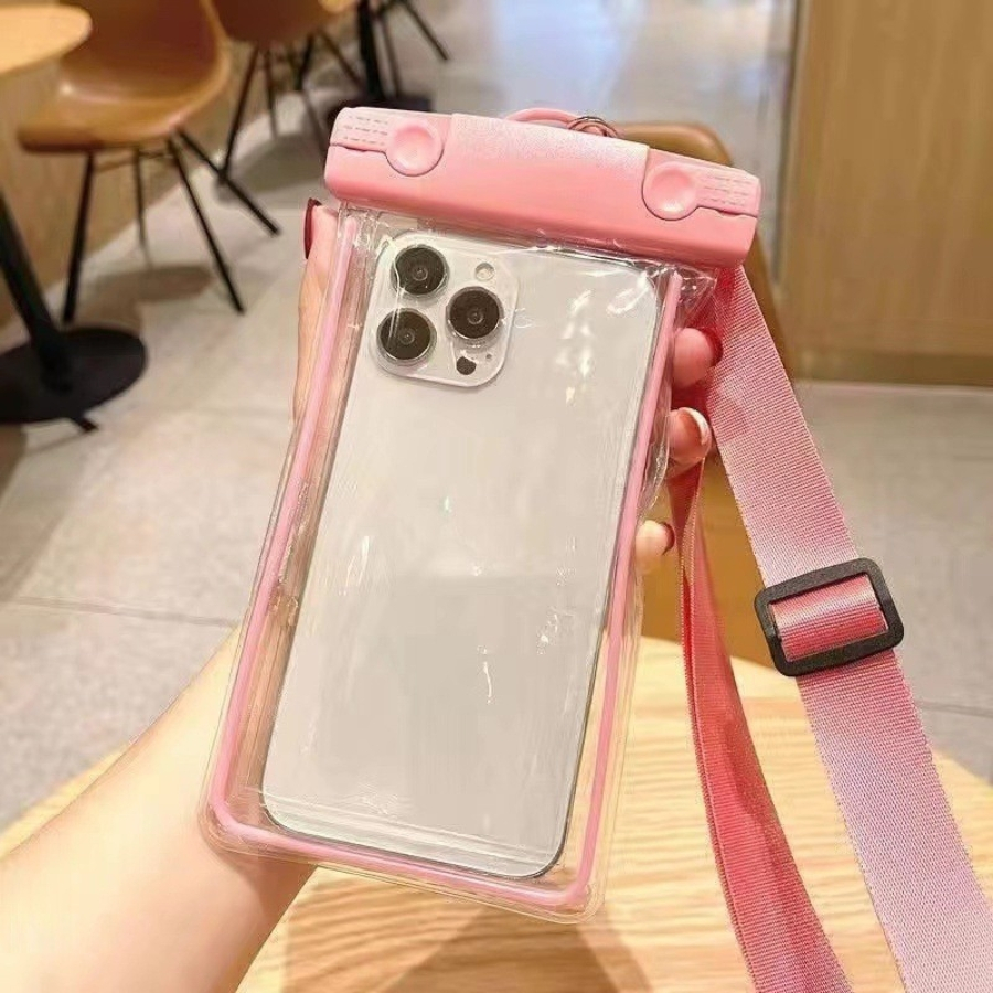 Product image Túi Chống Nước Điện Thoại, Túi Bảo Vệ Điện Thoại Trong Suốt Màu Dạ Quang Tiện Lợi Dùng Khi Đi Biển, Đi Bơi - Jerry Shop Túi Hồng Dạ Quang