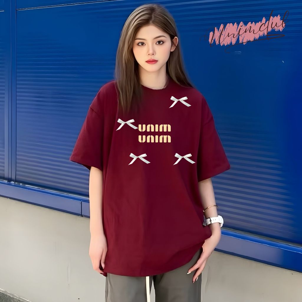 [Tặng kèm nơ lụa Korea2] Áo Thun Nơ Lụa Hàn Quốc Nhiều Màu In Cao Su Nổi Vải Cotton Cao Cấp Premium UnimClub - APN09