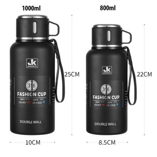 Bình nước giữ nhiệt inox 316 có nắp cốc dung tích 800ml 1000ml 1200ml hãng JK12h giữ nhiệt 18H