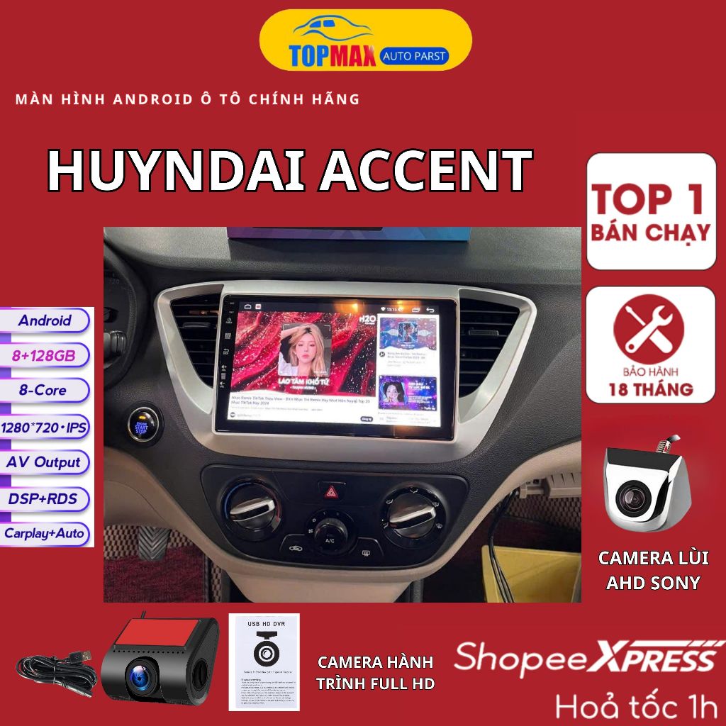 Màn Hình Android Ô Tô 9 inch HUYNDAI ACCENT chính hãng, điều khiển bằng ...