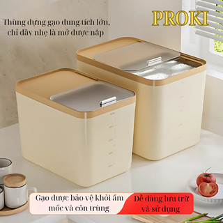 Thùng Đựng Gạo Thông Minh Chống Ẩm Côn Trùng Proki PKS 5kg - 10kg - 15kg Chất Liệu Nhựa Cao Cấp