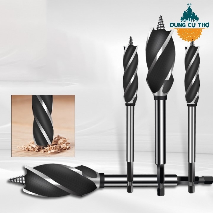 Mũi Khoan Gỗ Dài Xoắn Ốc Chuôi Lục Giác 6.35mm – Khoét Lỗ Tròn, Đa Kích Thước Từ 10mm Đến 35mm