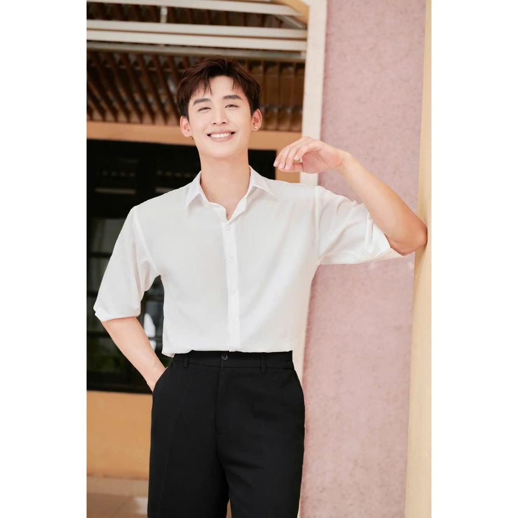 Ảnh Áo sơ mi nam Gấu 194 tay ngắn cổ bẻ vải coton lụa mềm mịn, ít nhăn - form slimfit 2