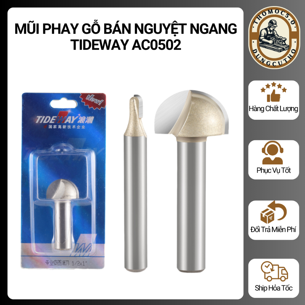 MŨI SOI GỖ - MŨI PHAY GỖ BÁN NGUYỆT NGANG TIDEWAY AC0502 [Thomoc5.0]