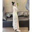 DX_Đầm váy dài, đầm thiết kế đi biển Ren cổ yếm thắt nơ xẻ tà khoét hoa hai lớp sang trọng đi tiệc
