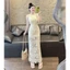 DX_Đầm váy dài, đầm thiết kế đi biển Ren cổ yếm thắt nơ xẻ tà khoét hoa hai lớp sang trọng đi tiệc