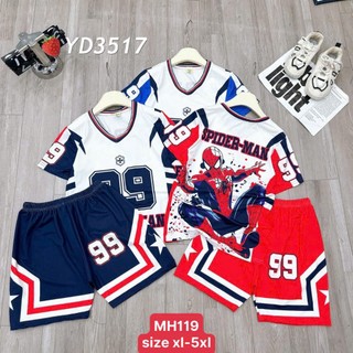 BỘ THUN 3D SIÊU NHÂN CHO BÉ TRAI BÊN EM CO 3 MÀU CHO BÉ SIZE 6-18KG