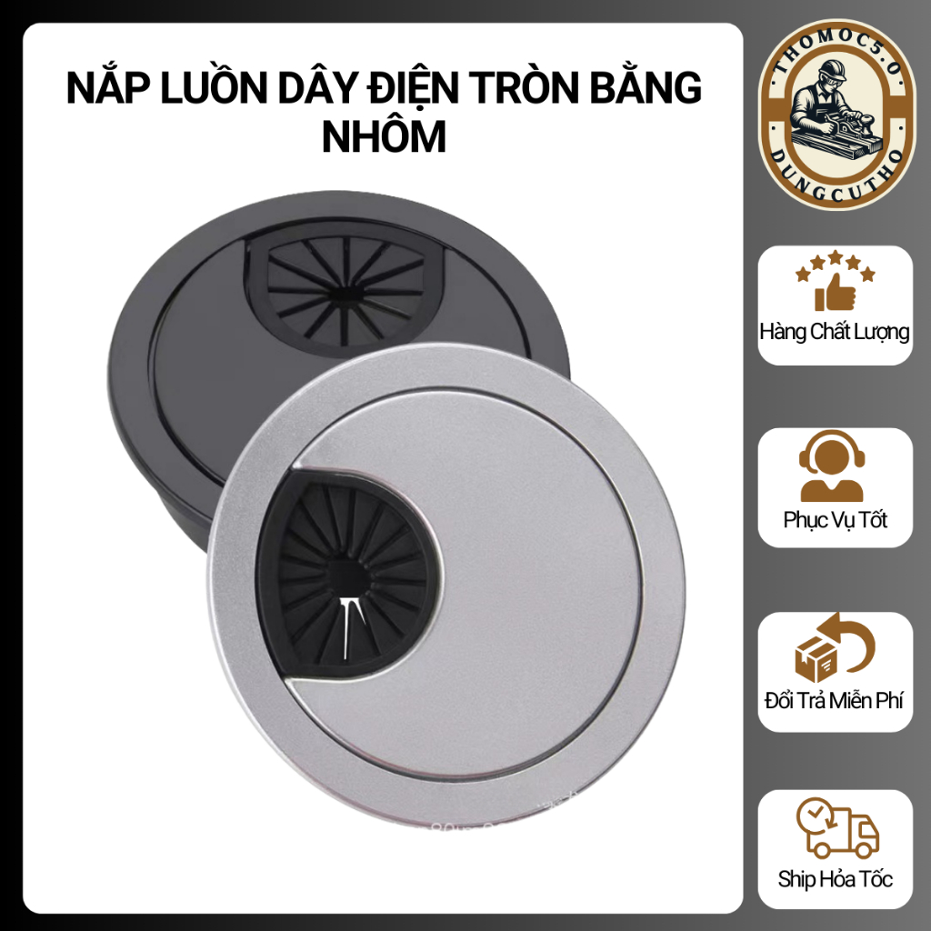Nắp Luồn Dây Điện Tròn Bằng Nhôm - Chất Liệu Bền, Thiết Kế Thông Minh, Quản Lý Dây Điện Hiệu Quả