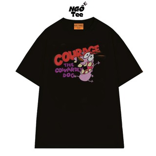Áo Thun Hoạt Hình Chú Chó Nhút Nhát Courage Vẻ Mặt Hoảng Sợ NGỐ TEE Chất Vải Cotton 75 Thoáng Mát