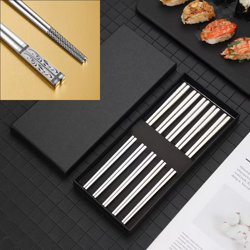 Set 5 đôi đũa inox 304/316 cao cấp có hộp - Đ68