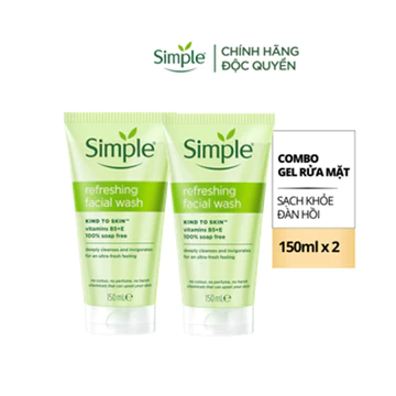 Combo 2 Sữa Rửa Mặt Simple lành tính và hiệu quả cho mọi loại da 150ml