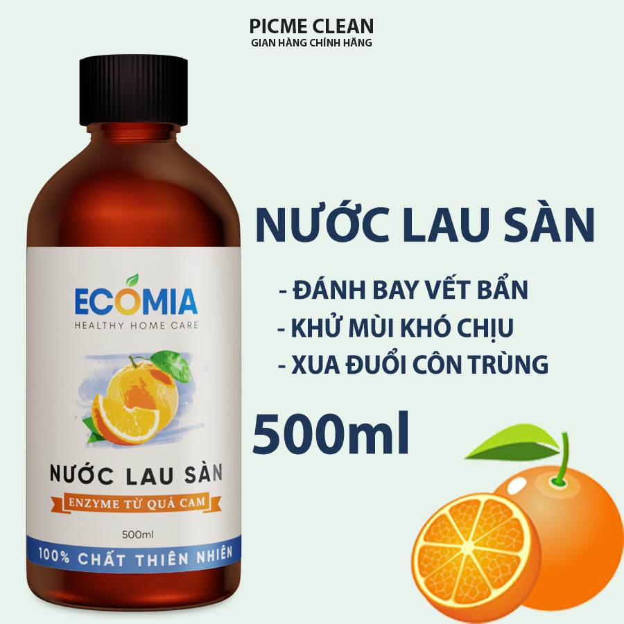 Nước Lau Sàn Sinh Học ECOMIA Làm Sạch, Đuổi Côn Trùng, Công Nghệ Enzyme Từ Quả Cam