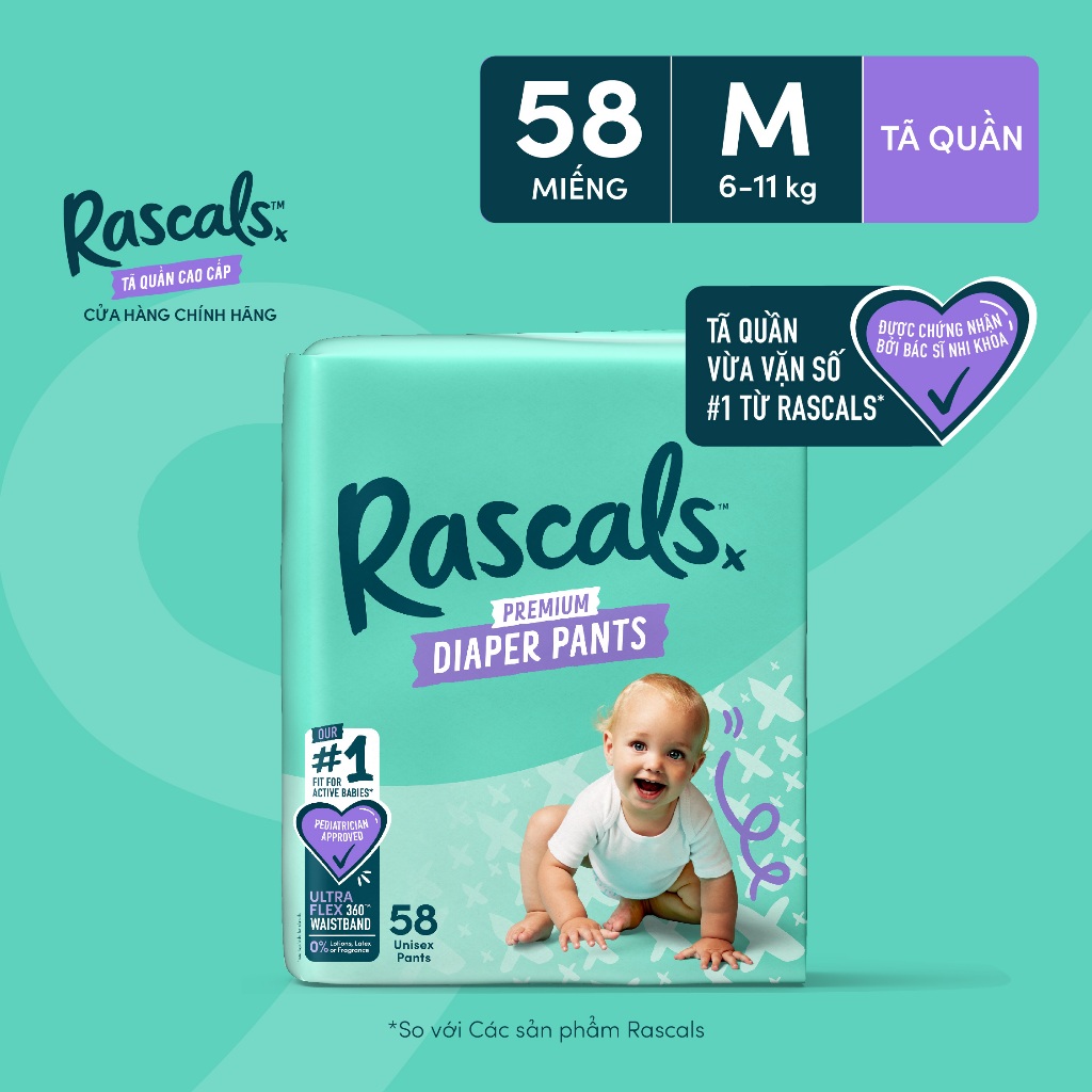 Tã/Bỉm Quần Rascals Size M (6-11kg) 58 miếng | Shopee Việt Nam